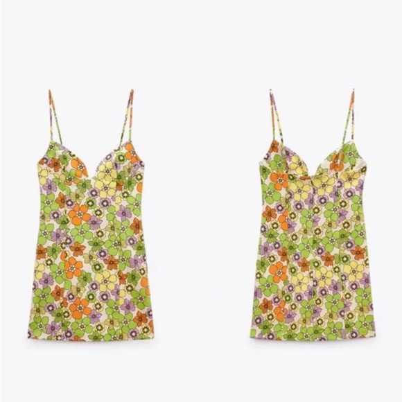 Zara Dresses & Skirts - Zara floral sleeveless mini dress made in Europe NWT